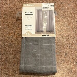 New Sheer Grey Curtain Panel 37” x 84”